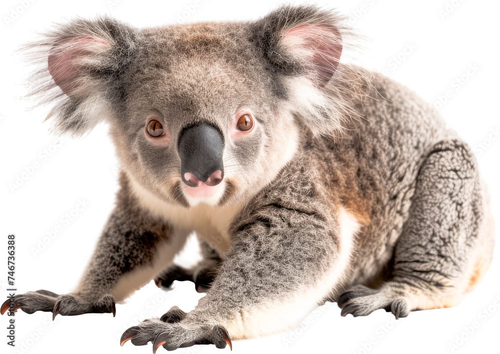 Naklejka premium Koala Sitting on Ground, Looking at Camera