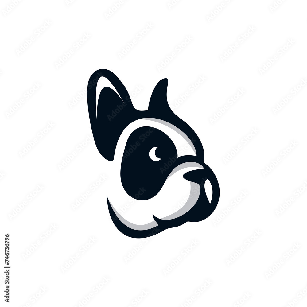 dog head logo with a modern design and a cute face dog head logo with a modern design and a cute face