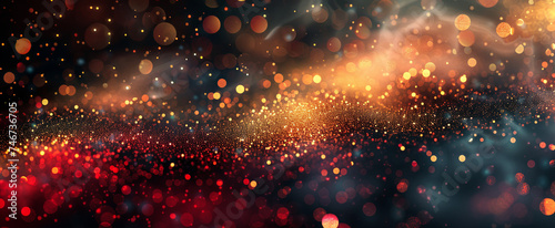 Abstract blurred background of yellow and red glowing particles. Perfect for banners or wallpapers.