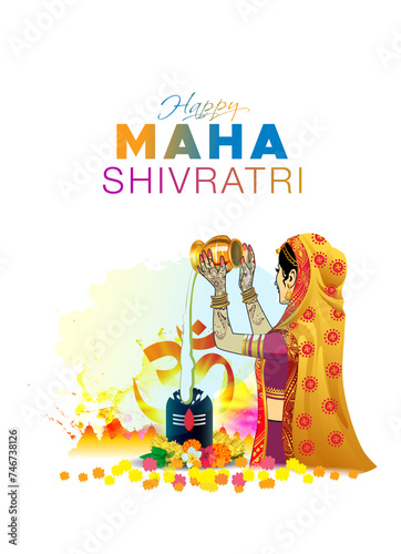 Happy Maha Shivratri. God shiva shivling puja background. photo