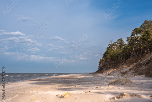 Fototapeta Naklejka Na Ścianę i Meble -  Baltic sea beach in Bernati, Latvia on sunny February day