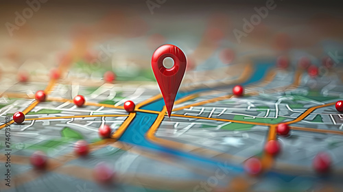 Location mark on map, navigation concept