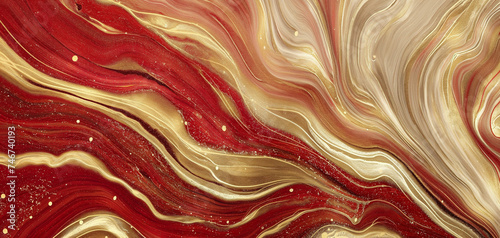 Rich red and gold fabric textured curves for wallpaper or background 001