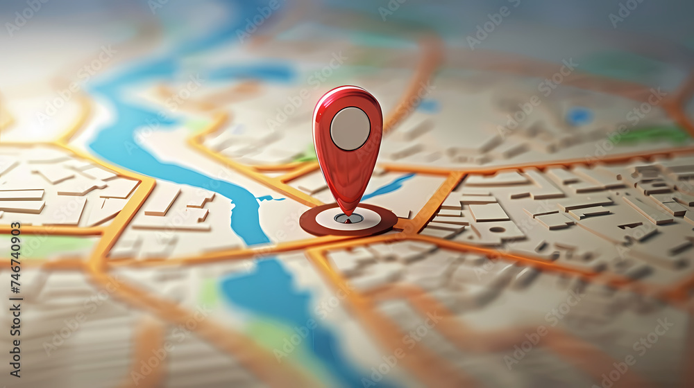with locating pins in stylized city grid with locating pins in stylized city grid