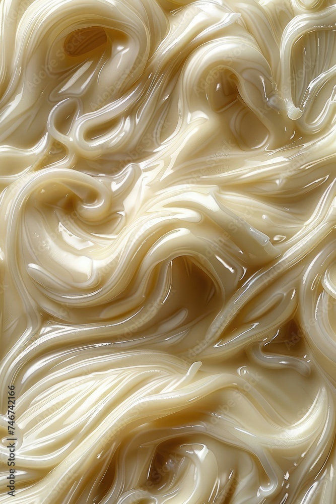 Swirls of creamy condiment texture, possibly mayonnaise or cream. Swirls of creamy condiment texture, possibly mayonnaise or cream.