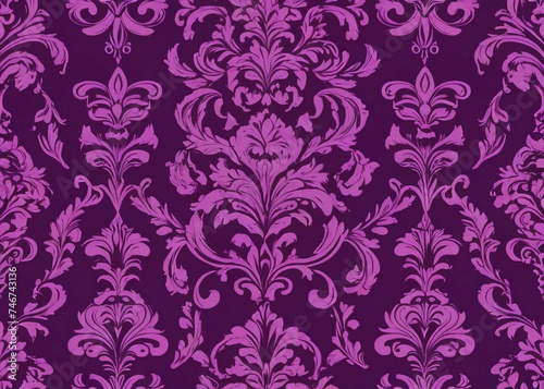 Damask purple color Luxury Decorative Textile Pattern image