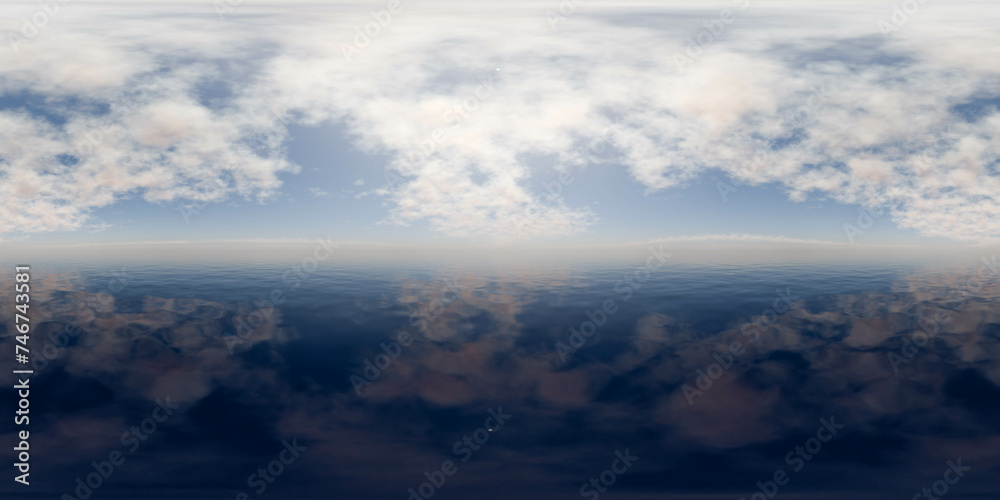 Aerial view of the sky and clouds from an airplane 3d render illustration 360 panorama vr environment map