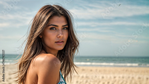 young beautiful woman in bikini on the beach