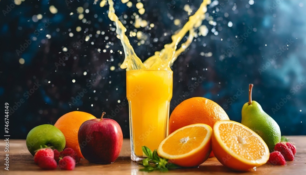 Orange juice battle with Red Juice Splashes Product shots juice particles glass of juice and fruit luscious fruit juice Orange juice battle with Red Juice Splashes Product shots juice particles glass of juice and fruit luscious fruit juice