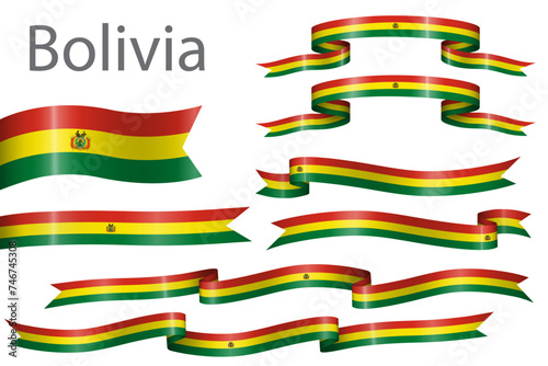 set of flag ribbon with colors of Bolivia for independence day celebration decoration