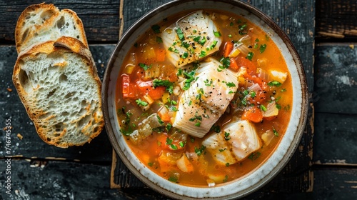 Marseille Fish Soup: Sea Bream in Fennel-Tomato Broth with Garlic Mayo.