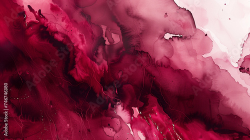 Intense Wine Red Color abstract watercolor background