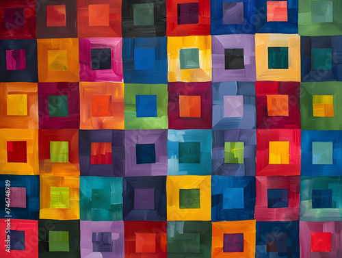 Farbenfrohes Quadrate-Muster: Kreative Vielfalt in buntem Design
