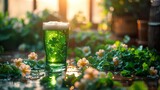 Green beer for St. Patrick's Day. Ai generative.