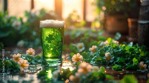Green beer for St. Patrick's Day. Ai generative.