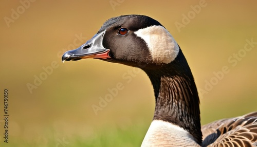 a close up of a duck in a field of grass with a brown and white duck in the foreground and a brown and white duck in the background.