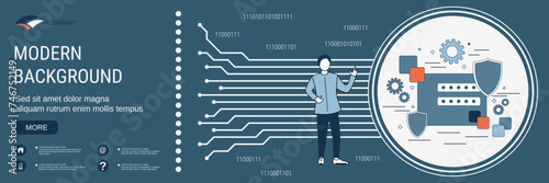 Digital technology banner vector design template. Account protection, information security, access control concept