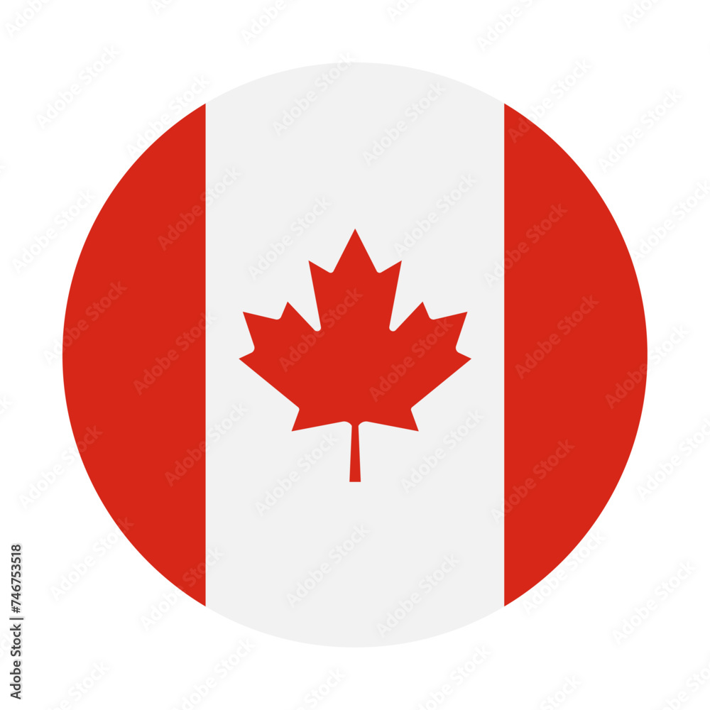 Flag of Canada in circle. Vector illustration Flag of Canada in circle. Vector illustration