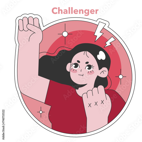 Enneagram Challenger type illustration. Flat vector illustration