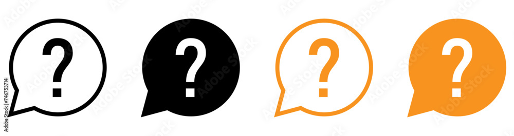 Question mark set icons. Help sign speech bubbles. Chat question icon. Vector illustration Question mark set icons. Help sign speech bubbles. Chat question icon. Vector illustration