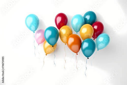 Festive birthday balloons in a mockup style on a clean white background  strategically designed with copy space for customization  captured with the vivid realism of an HD camera