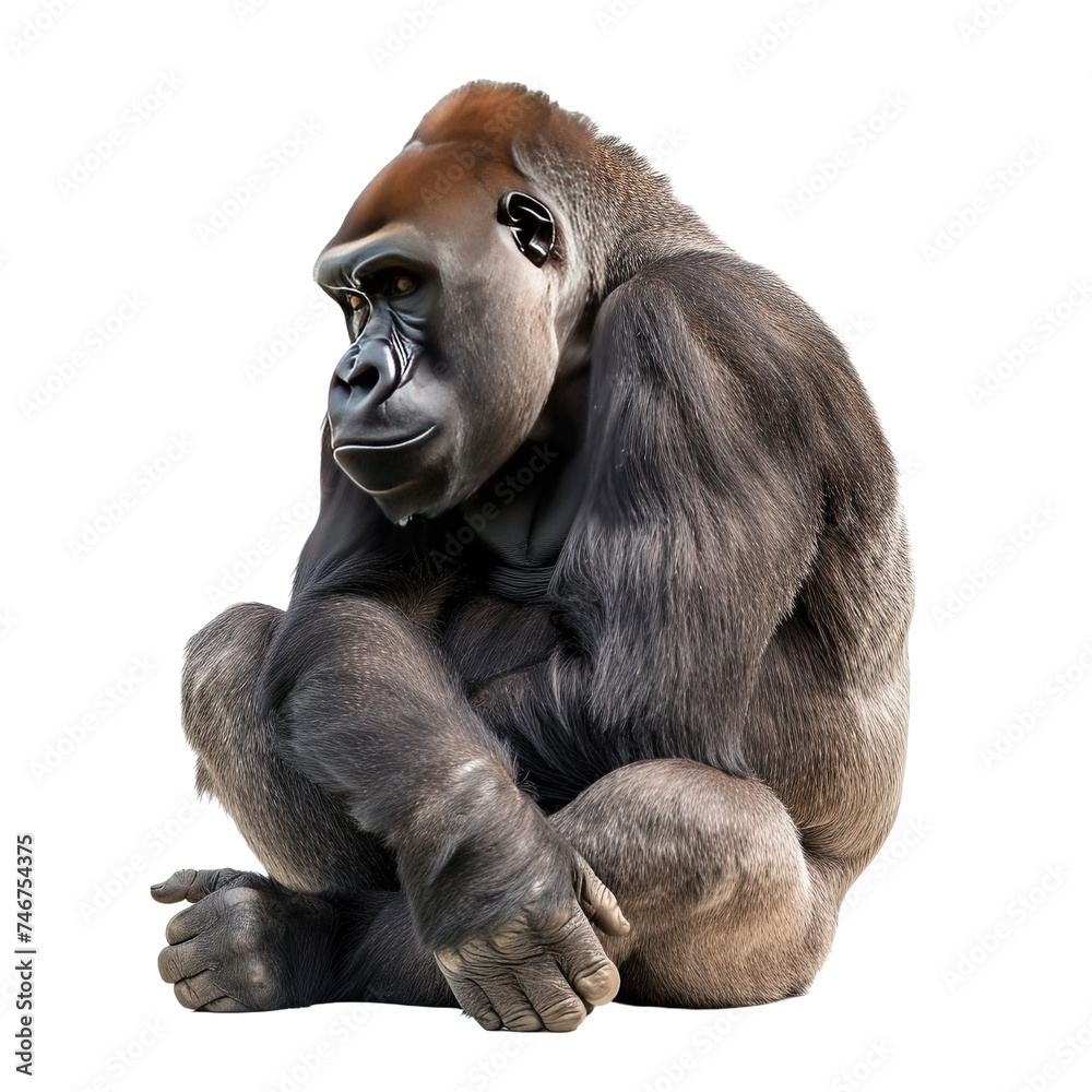 western low land gorilla on white or transparent background western low land gorilla on white or transparent background