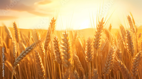 Warm sunshine shines on ripe wheat ears © jiejie