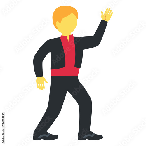Man dancing vector icon. Isolated dancing sign emoji sign sticker design.