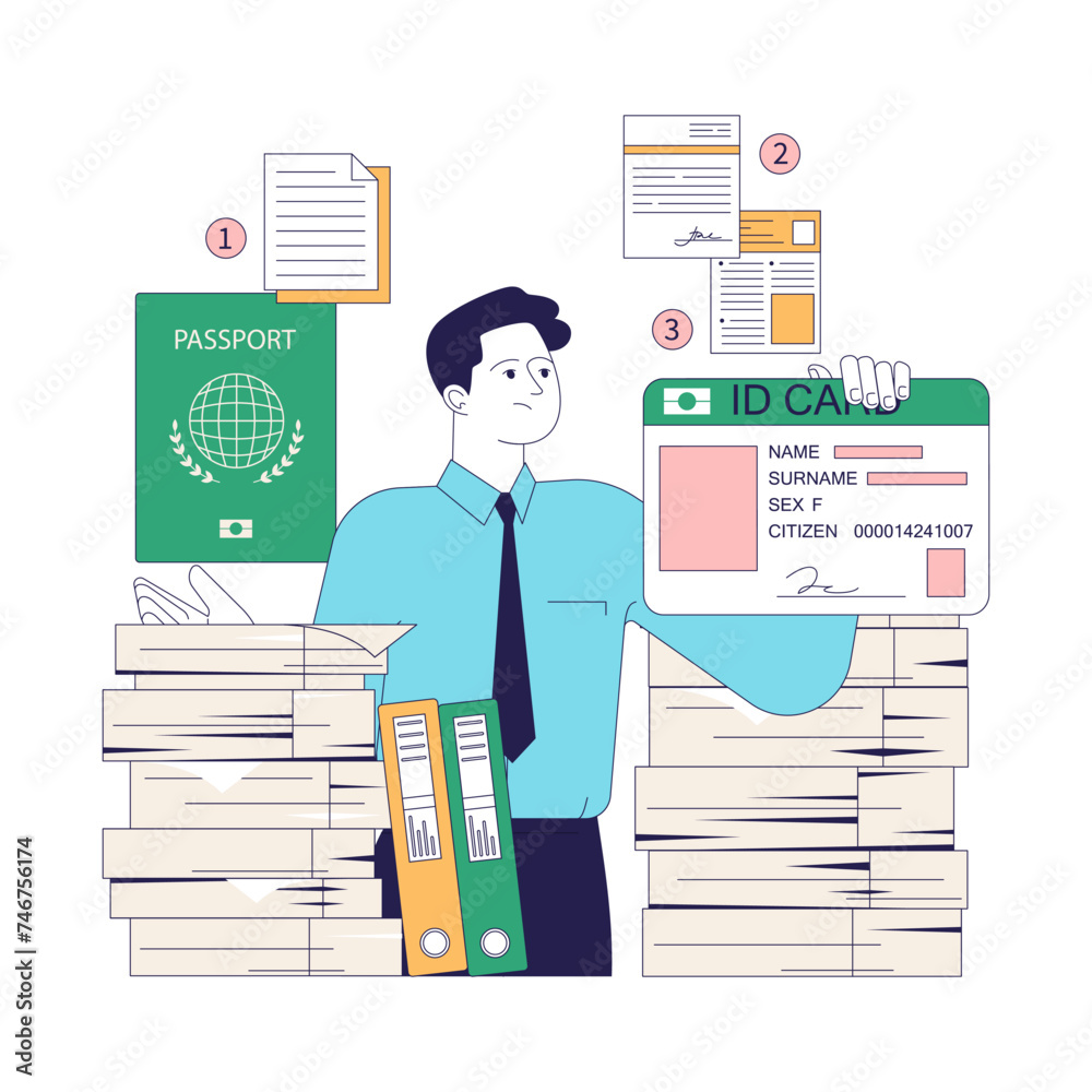Gender transition cons. Trans man dealing with bureaucracy. Character