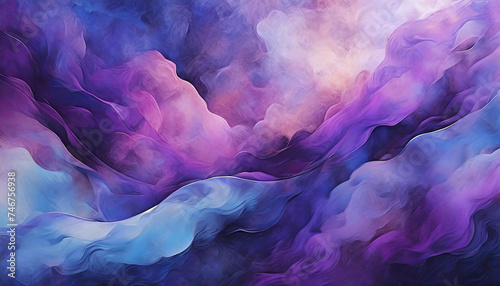Abstract Clouds in Purple  Gold  Blue  and Pink Hues
