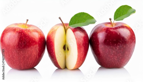 red apple isolate apples on white background apple set with clipping path