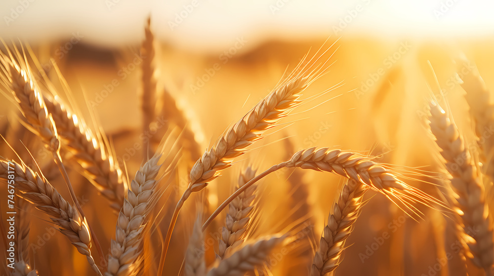 Warm sunshine shines on ripe wheat ears Warm sunshine shines on ripe wheat ears