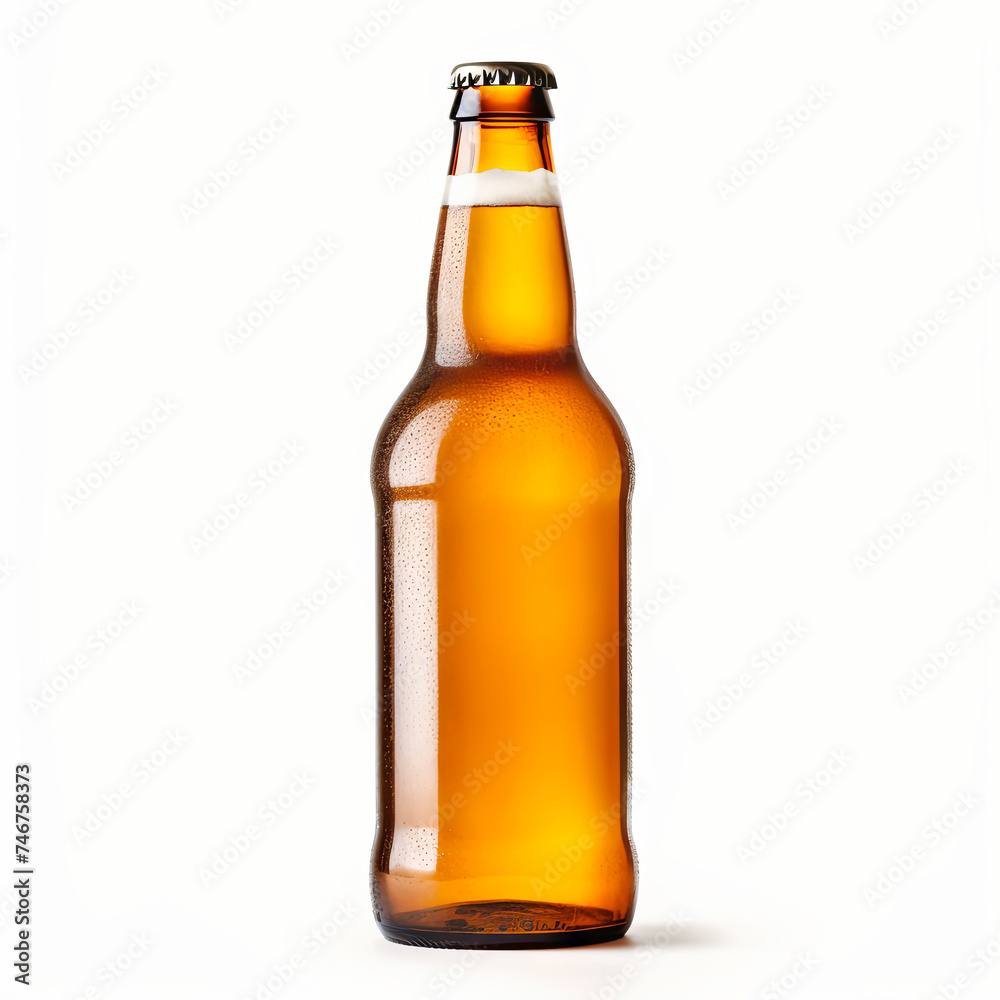 Glass of Beer on White Background