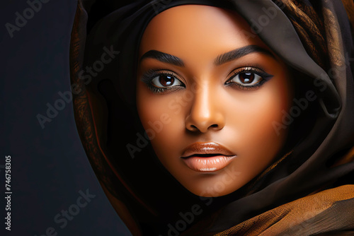 close up portrait of beautiful african american woman