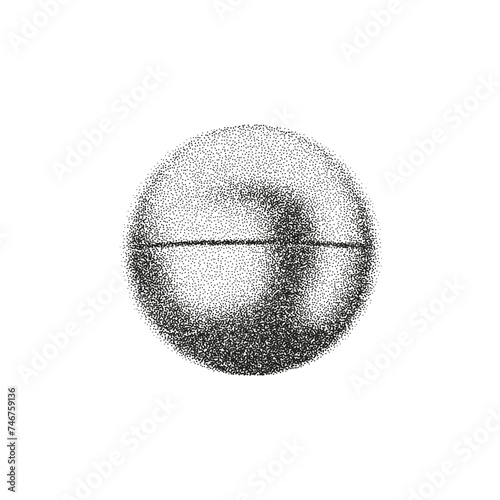 3d gritty geometric shapes with grain gradient effect in y2k style isolated on white background. Noise spheres with grainy dot texture rotate with light and shadow. 3d vector geometric figure.