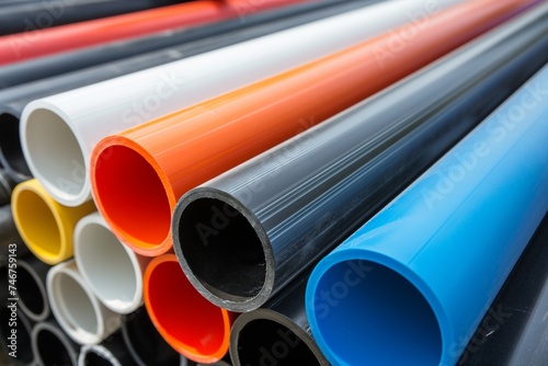Assorted colorful polypropylene pipes for heating and water systems, durability and versatility