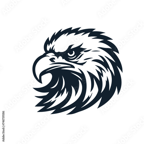 Black and white eagle head face vector logo design template
