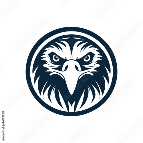 Black and white eagle head face vector logo design template