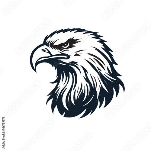Black and white eagle head face vector logo design template