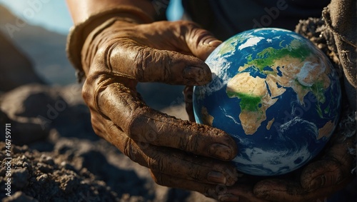 Earth Textured hand Labor day concept