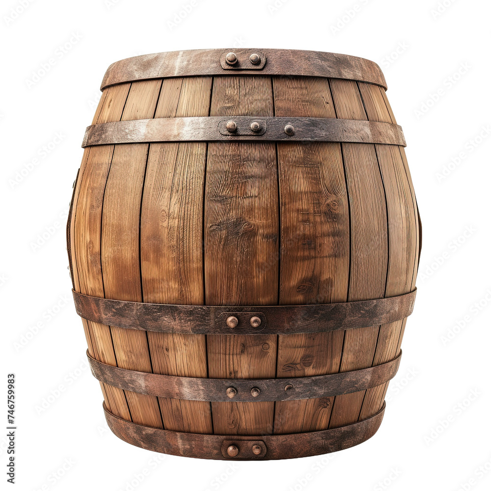 Obraz premium Wooden oak barre isolated on white or transparent background