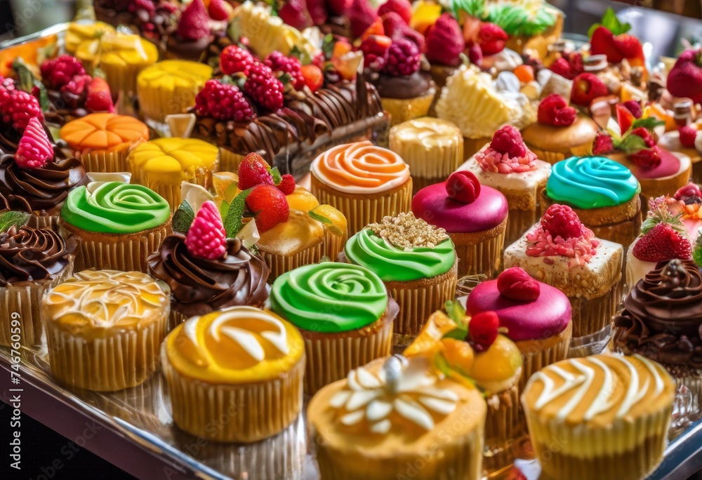 illustration, delicious array colorful cakes sweets displayed table for festive celebration, dessert, party, confectionery, buffet, decoration, birthday, event, pastry, icing, sugar, illustration, delicious array colorful cakes sweets displayed table for festive celebration, dessert, party, confectionery, buffet, decoration, birthday, event, pastry, icing, sugar,