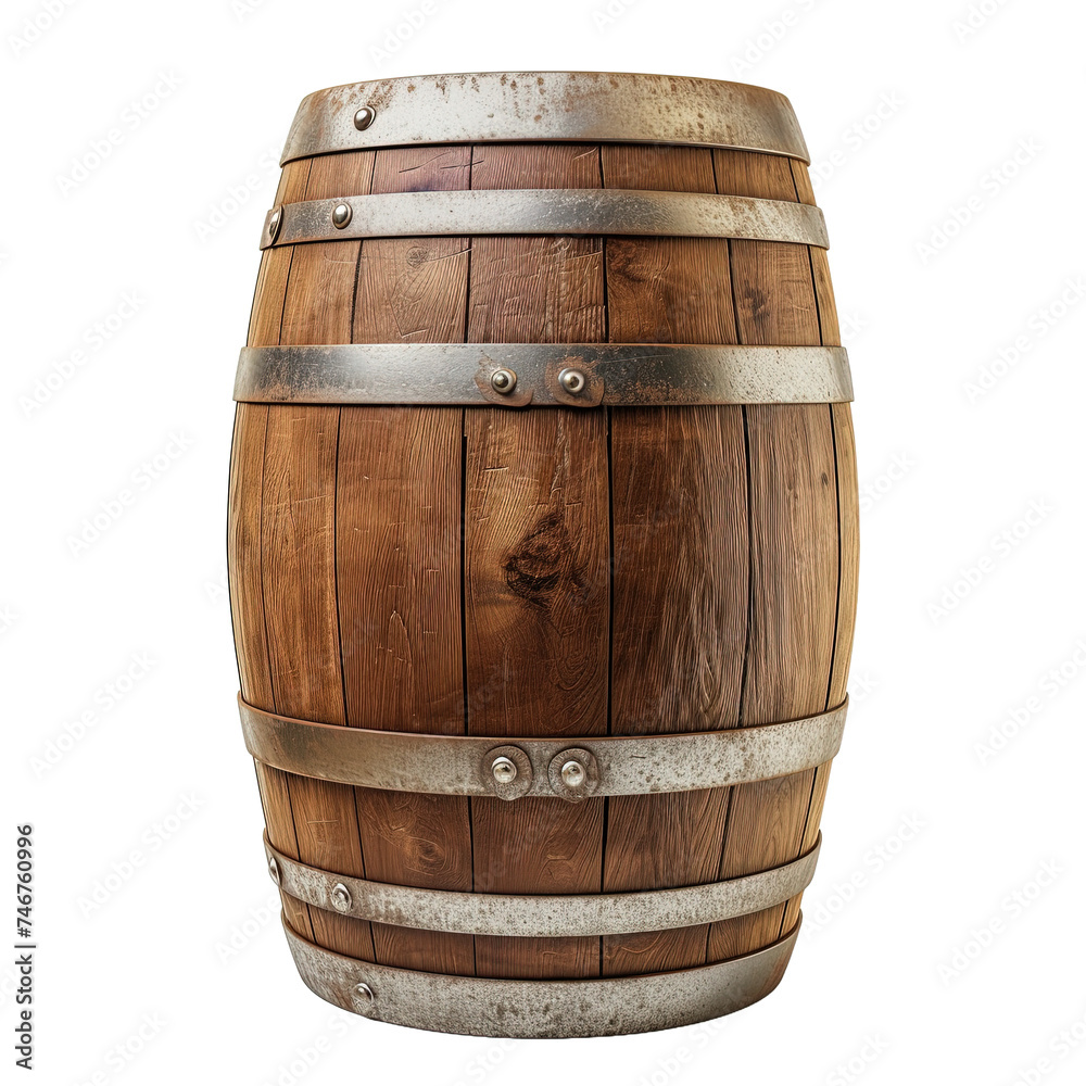 Obraz premium Wooden oak barre isolated on white or transparent background