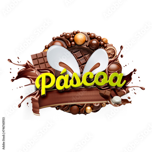 Green 3D logo with Easter with chocolates