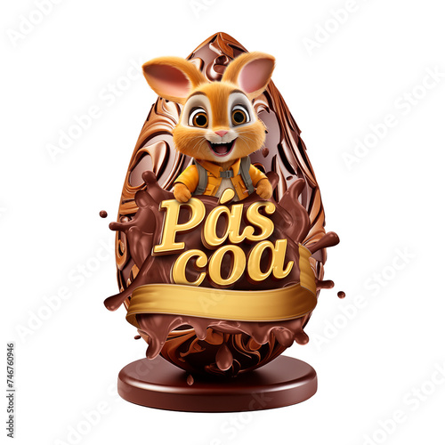 3D logo with easter egg and rabbit