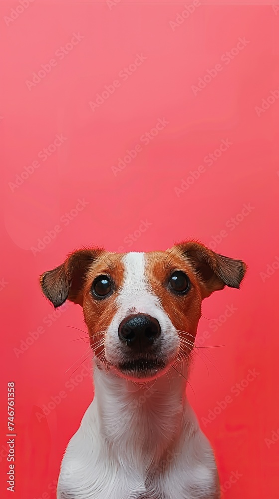Happy pet dog holding and solid color background. AI generated illustration Happy pet dog holding and solid color background. AI generated illustration