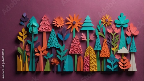 hand crafted paper cutout art background 