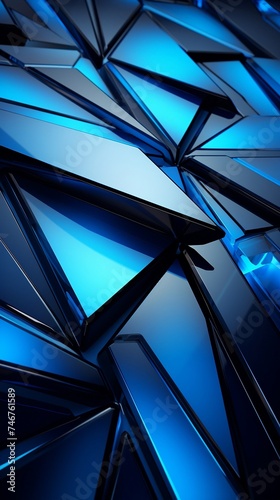 Abstract black and blue geometric technological figures background. Digital graphic and texture concept. 3d art illustration for wallpaper, poster, design