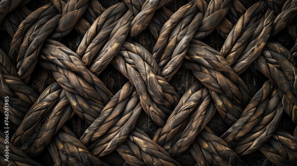 Braided rope texture background patern Generative AI - obrazy, fototapety, plakaty 