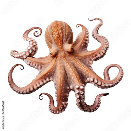 Octopus isolated on white or transparent background